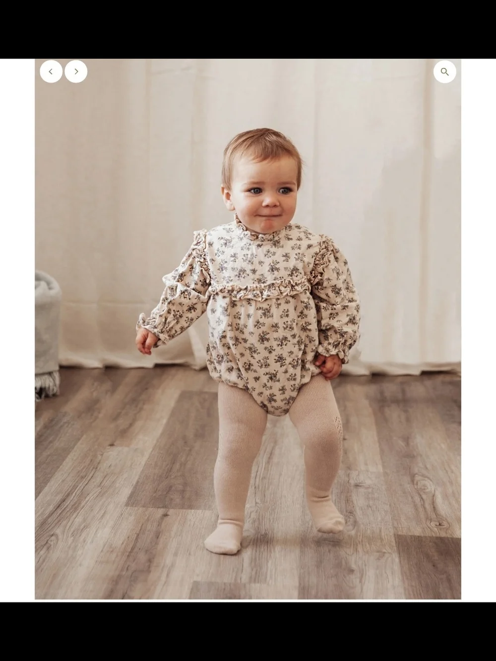 Floral Ruffle Baby One-Piece in Cream